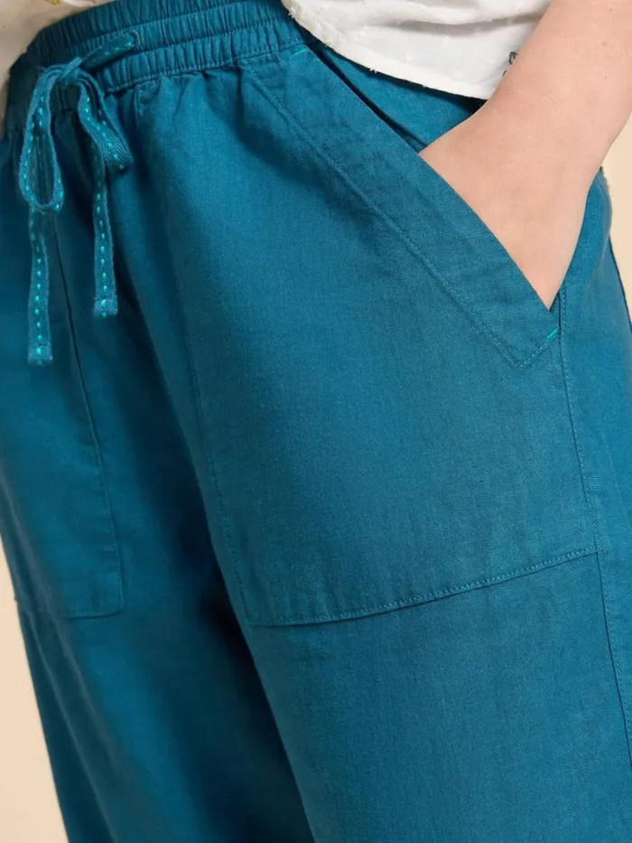 White Stuff TROUSERS Elle Linen Blend Trouser Mid Teal 8211 Women