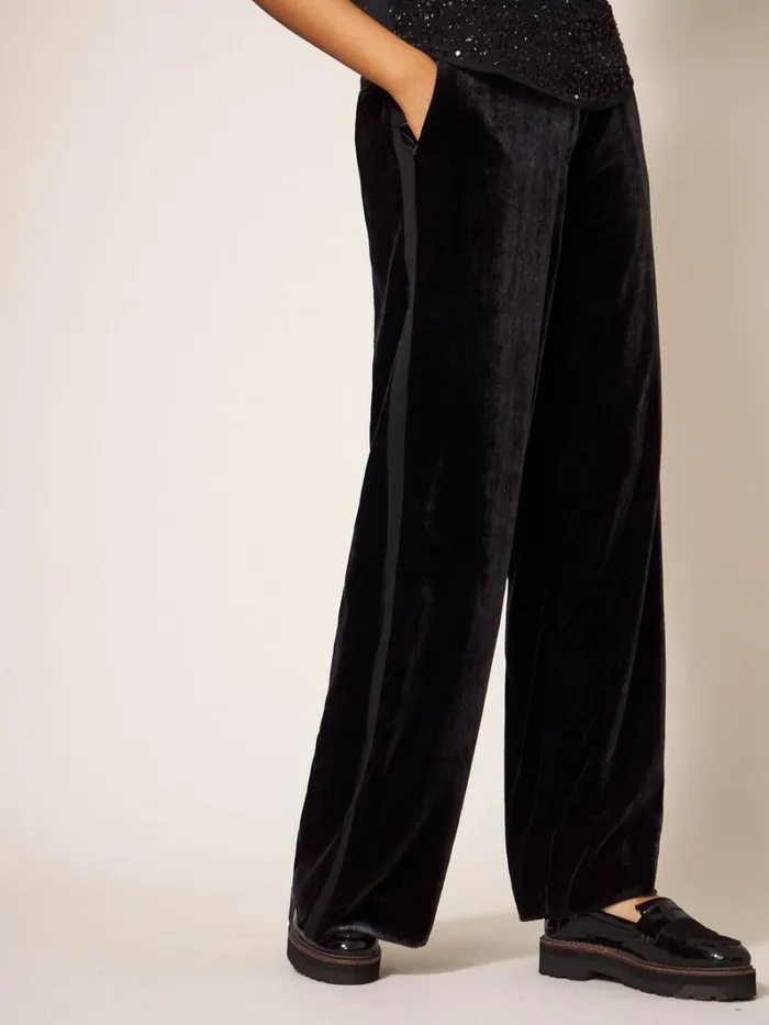 White Stuff TROUSERS Jenny Velvet Wide Leg Trouser Pure Black 8211 Women White Stuff TROUSERS Jenny Velvet Wide Leg Trouser Pure Black 8211 Women