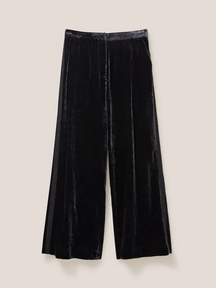 White Stuff TROUSERS Jenny Velvet Wide Leg Trouser Pure Black 8211 Women White Stuff TROUSERS Jenny Velvet Wide Leg Trouser Pure Black 8211 Women