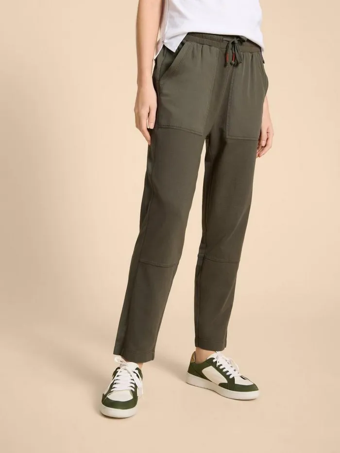 White Stuff TROUSERS Jersey Ava Jogger Khaki Green 8211 Women
