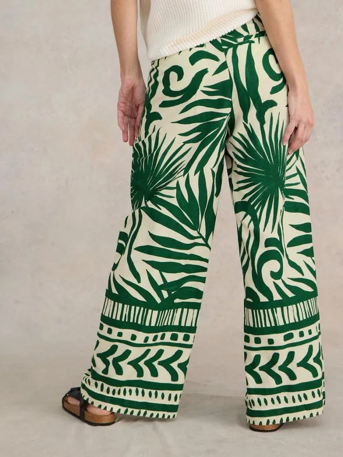White Stuff TROUSERS Lucinda Eco Vero Wide Trouser Green Print 8211 Women White Stuff TROUSERS Lucinda Eco Vero Wide Trouser Green Print 8211 Women