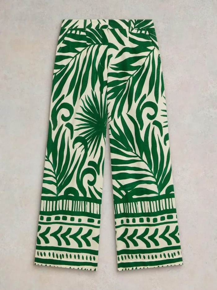 White Stuff TROUSERS Lucinda Eco Vero Wide Trouser Green Print 8211 Women White Stuff TROUSERS Lucinda Eco Vero Wide Trouser Green Print 8211 Women