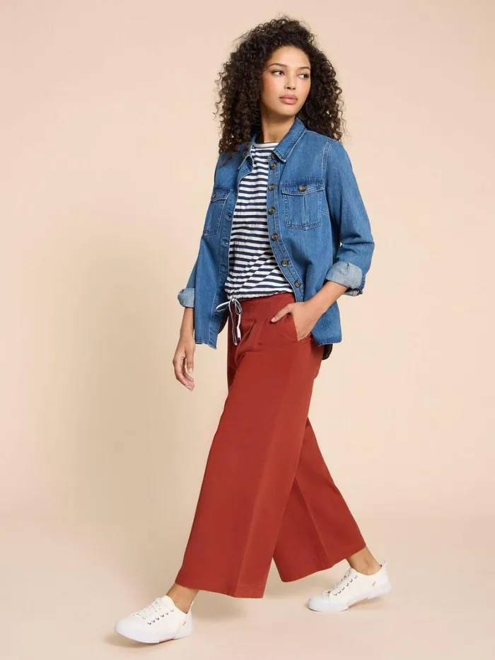 White Stuff TROUSERS Samira Wide Leg Crop Trouser Dk Red 8211 Women