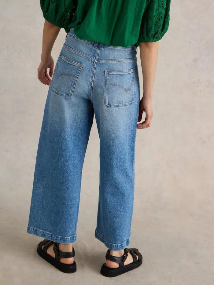 White Stuff TROUSERS Tia Wide Leg Crop Jean Mid Denim 8211 Women White Stuff TROUSERS Tia Wide Leg Crop Jean Mid Denim 8211 Women