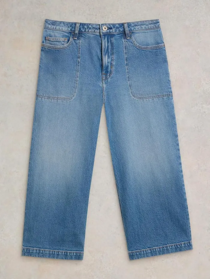 White Stuff TROUSERS Tia Wide Leg Crop Jean Mid Denim 8211 Women White Stuff TROUSERS Tia Wide Leg Crop Jean Mid Denim 8211 Women