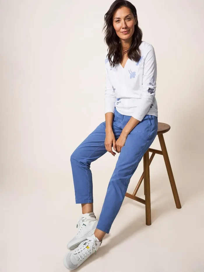 White Stuff TROUSERS Twister Chino Mid Blue 8211 Women White Stuff TROUSERS Twister Chino Mid Blue 8211 Women