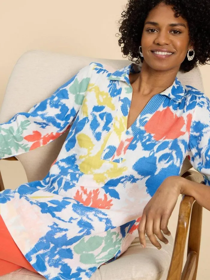 White Stuff TUNICS Blaire Linen Tunic Ivory Multi 8211 Women White Stuff TUNICS Blaire Linen Tunic Ivory Multi 8211 Women