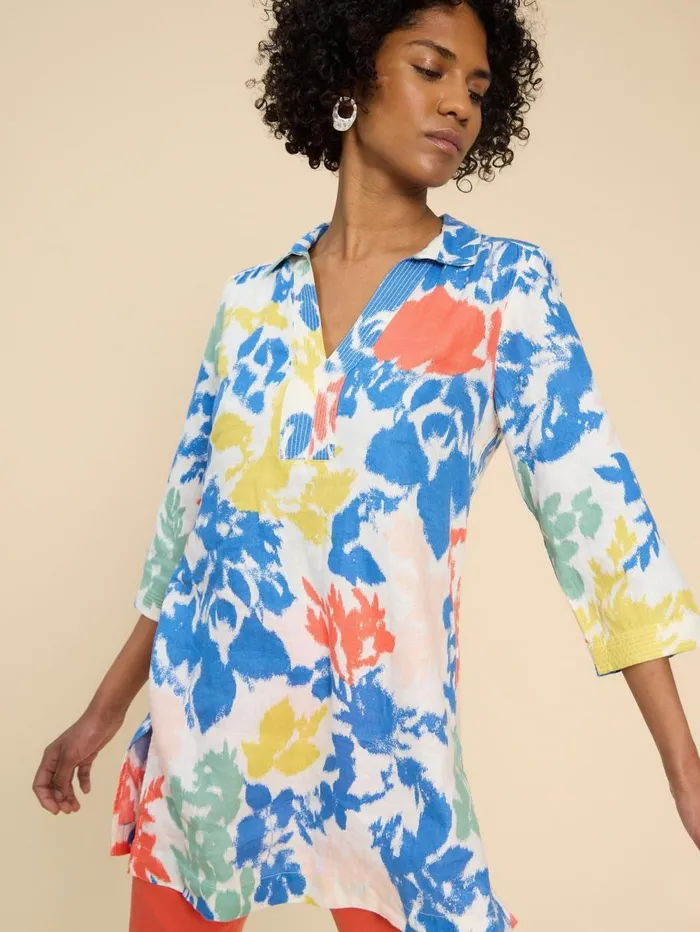 White Stuff TUNICS Blaire Linen Tunic Ivory Multi 8211 Women White Stuff TUNICS Blaire Linen Tunic Ivory Multi 8211 Women