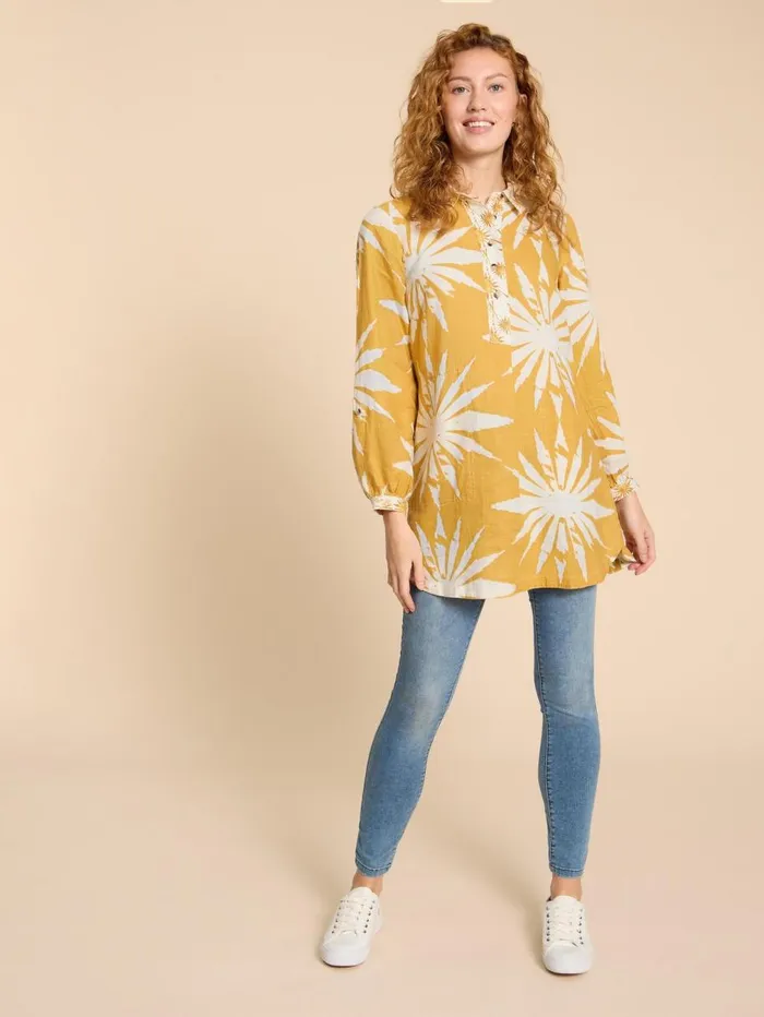 White Stuff TUNICS Evelyn Linen Tunic Chartreuse Print 8211 Women White Stuff TUNICS Evelyn Linen Tunic Chartreuse Print 8211 Women