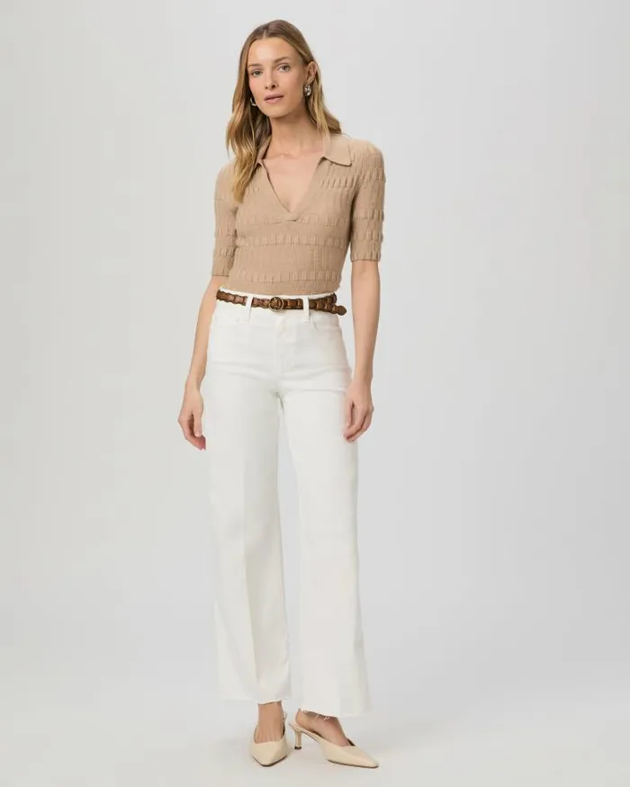 Wide Leg Women PAIGE Anessa 31 Inch Wide Leg 8211 Tonal Ecru