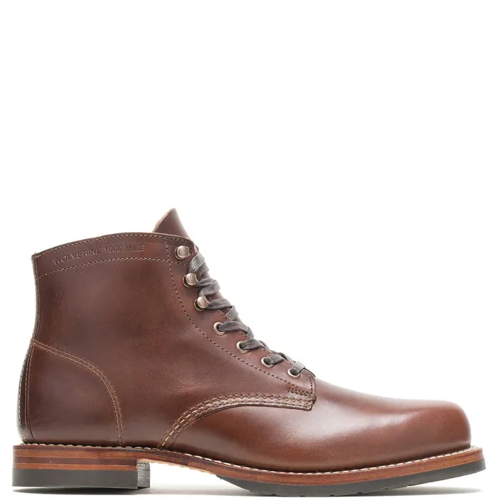Wolverine 1000 Mile PlainToe Classic Boot Havana Brown Men Boots