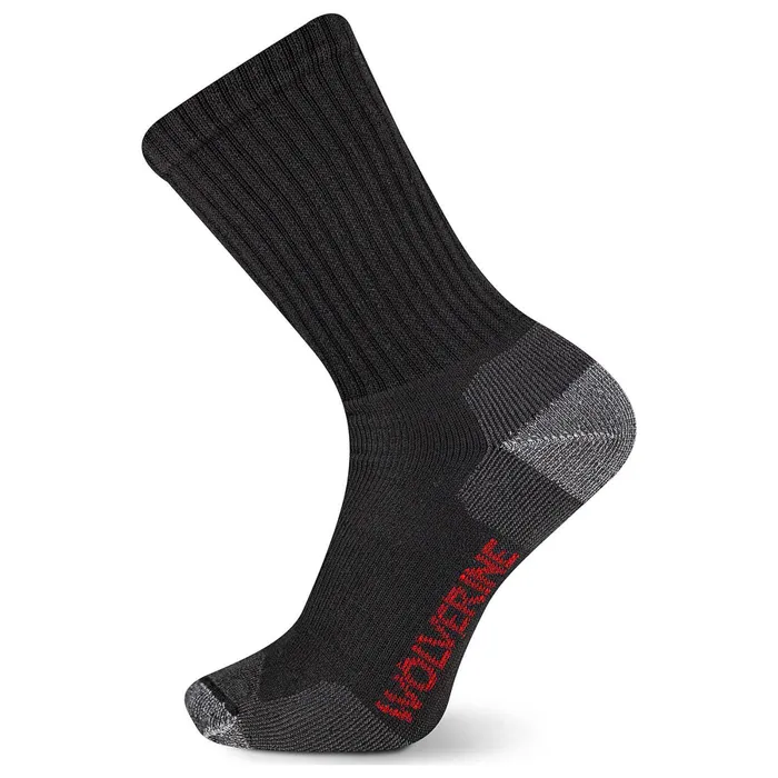 Wolverine 2PK SafetyToe MoistureWicking Crew Sock Black Men Socks