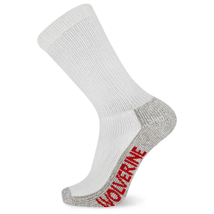 Wolverine 2PK SteelToe Cotton Crew Sock White Men Socks