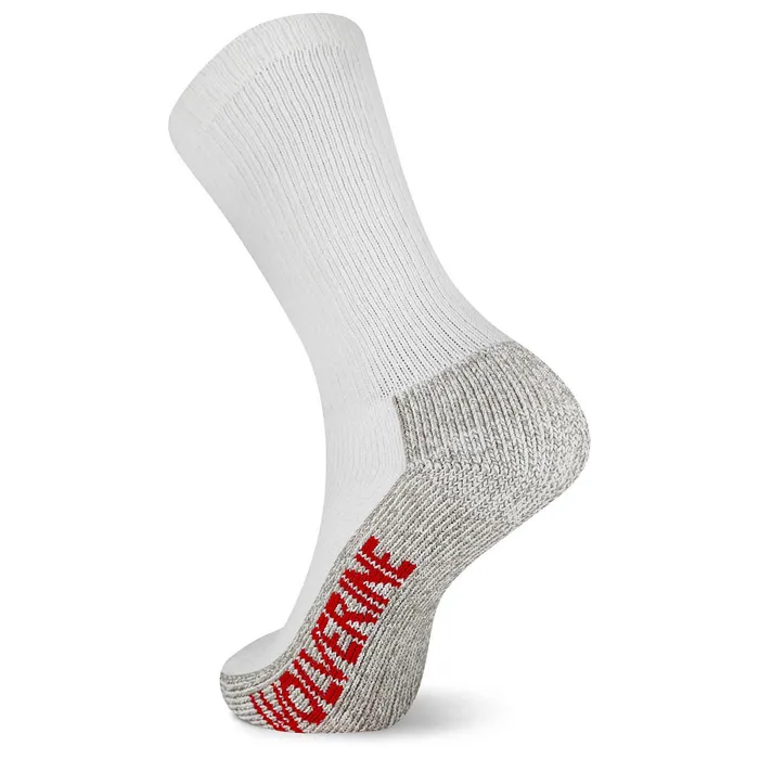 Wolverine 2PK SteelToe Cotton Crew Sock White Men Socks