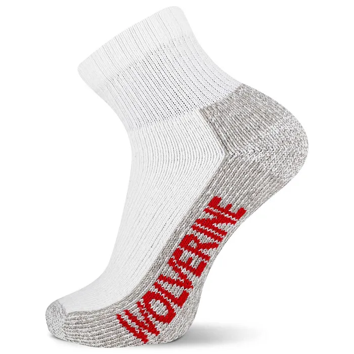Wolverine 2PK SteelToe Cotton Quarter Sock White Men Socks