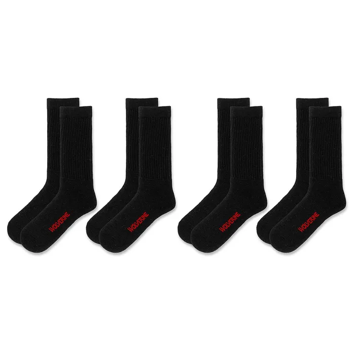 Wolverine 4PK Cotton Crew Sock Black Men Socks