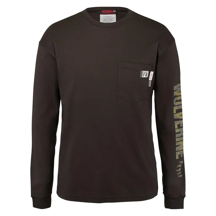 Wolverine FR Long Sleeve Print Tee Black Men Safety Gear