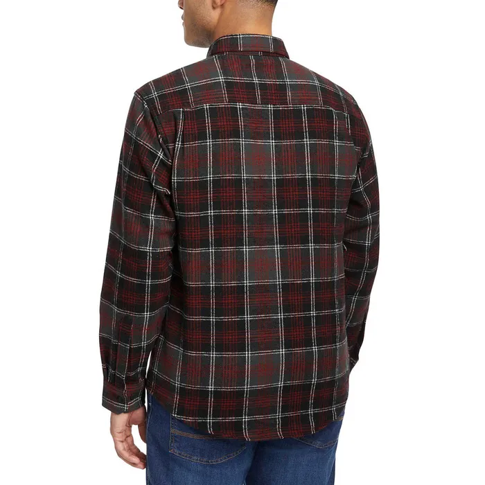 Wolverine Glacier Heavyweight Long Sleeve Flannel Shirt Midnight Black Plaid Men Clothing
