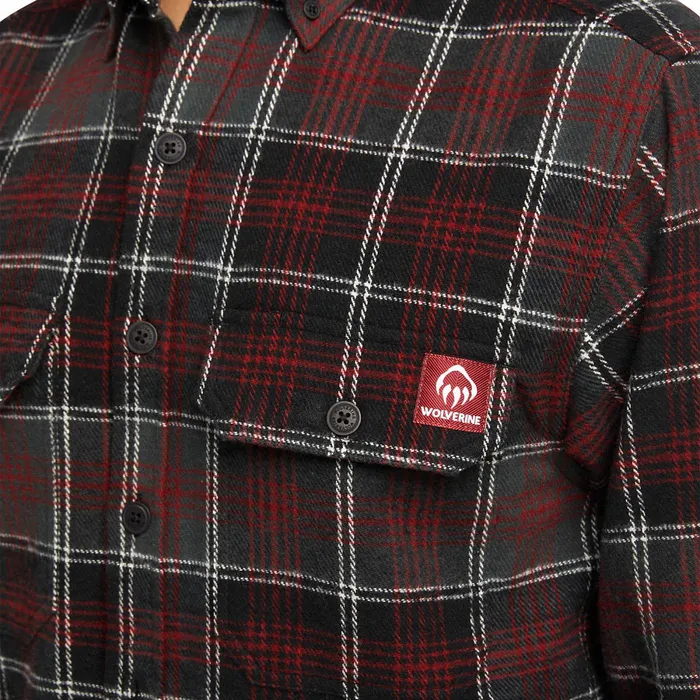 Wolverine Glacier Heavyweight Long Sleeve Flannel Shirt Midnight Black Plaid Men Clothing