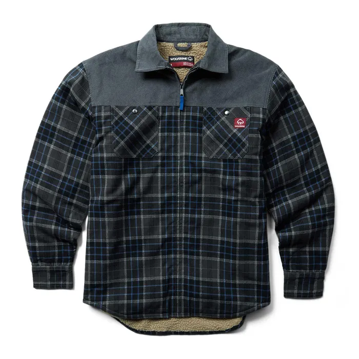 Wolverine Marshall II Sherpa Lined Zip ShirtJac Granite Plaid Men Jackets