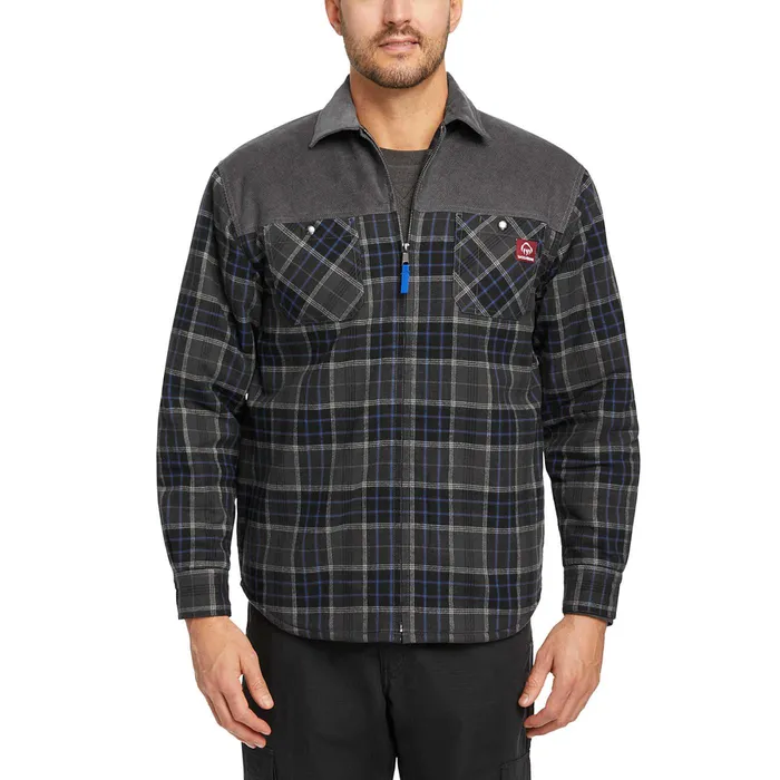 Wolverine Marshall II Sherpa Lined Zip ShirtJac Granite Plaid Men Jackets