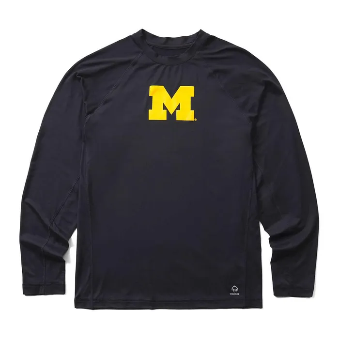 Wolverine Wolverine X Valiant University Of Michigan SunStop Eco Long Sleeve Tee Dark Navy Men TShirts