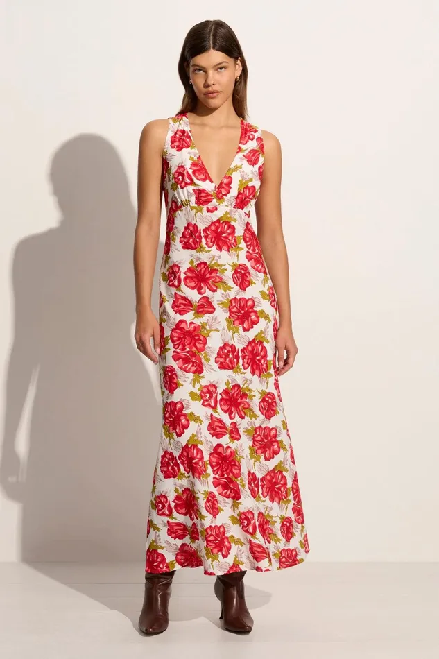 Women Acacia Maxi Dress Isadora Floral Red 8211 Final Sale Faithfull The Brand Dresses