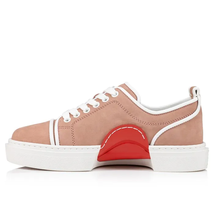 Women Adolon Woman Sneakers 8211 Calf Leather And Nappa Leather 8211 Tornado Pink Christian Louboutin Sneakers