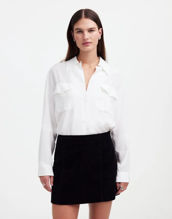 Women Alexa Chung For Madewell Corduroy Mini Skirt Jet Black Madewell Skirts