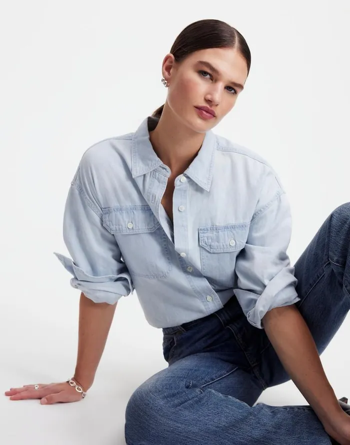 Women Alexa Chung For Madewell Oversized Denim Shirt In Dunklin Wash Dunklin Wash Madewell Tops and Shirts Women Alexa Chung For Madewell Oversized Denim Shirt In Dunklin Wash Dunklin Wash Madewell Tops and Shirts