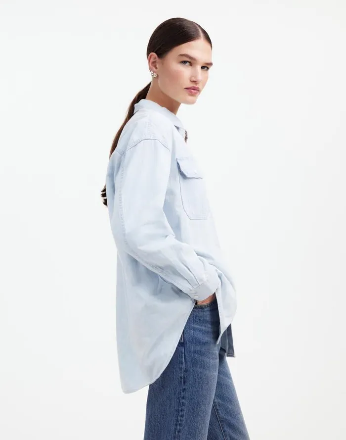 Women Alexa Chung For Madewell Oversized Denim Shirt In Dunklin Wash Dunklin Wash Madewell Tops and Shirts