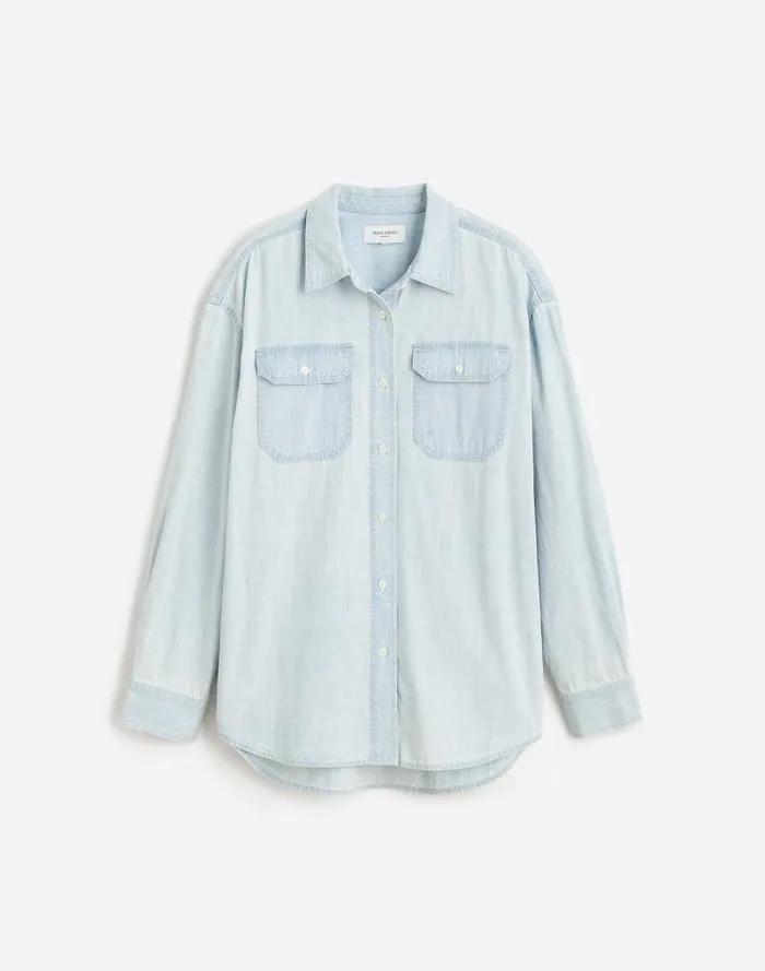 Women Alexa Chung For Madewell Oversized Denim Shirt In Dunklin Wash Dunklin Wash Madewell Tops and Shirts