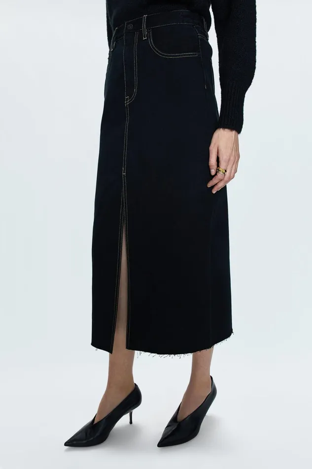 Women Alice Midi Skirt 8211 Noir Pistola Denim Skirts