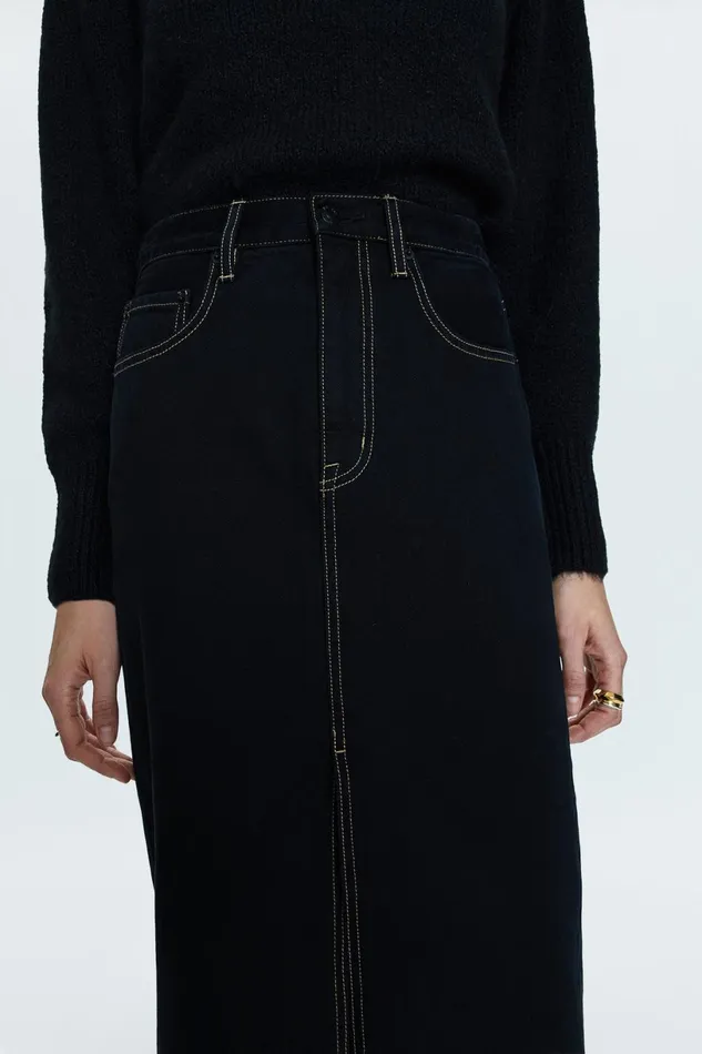 Women Alice Midi Skirt 8211 Noir Pistola Denim Skirts