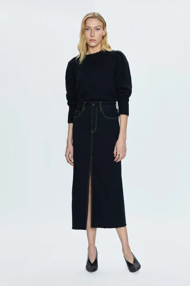 Women Alice Midi Skirt 8211 Noir Pistola Denim Skirts