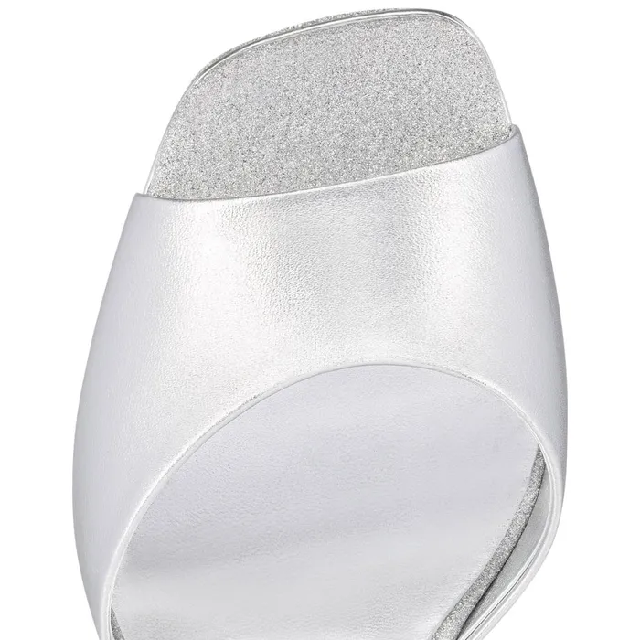 Women Amali Alta 130 Mm Platform Sandals 8211 Iridescent Nappa Leather And Glittered Calf Leather 8211 Silver Silver Christian Louboutin Platforms
