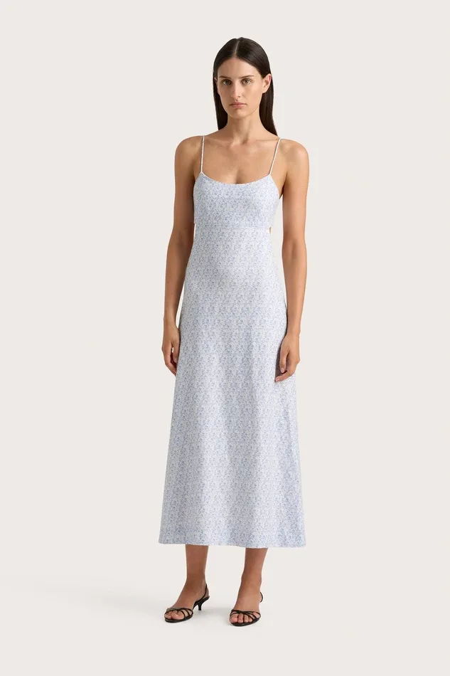Women Antibes Midi Dress Leilani Mid Blue Faithfull The Brand Dresses
