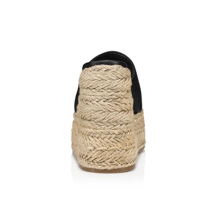 Women Ariella Zeppa 130 Mm Espadrilles 8211 Calf Leather 8211 Black Black Christian Louboutin Sandals and Slides
