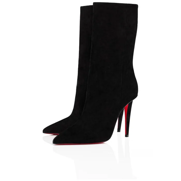 Women Astrilarge Booty 100 Mm Boots 8211 Veau Velours 8211 Black Black Christian Louboutin Ankle Boots Women Astrilarge Booty 100 Mm Boots 8211 Veau Velours 8211 Black Black Christian Louboutin Ankle Boots