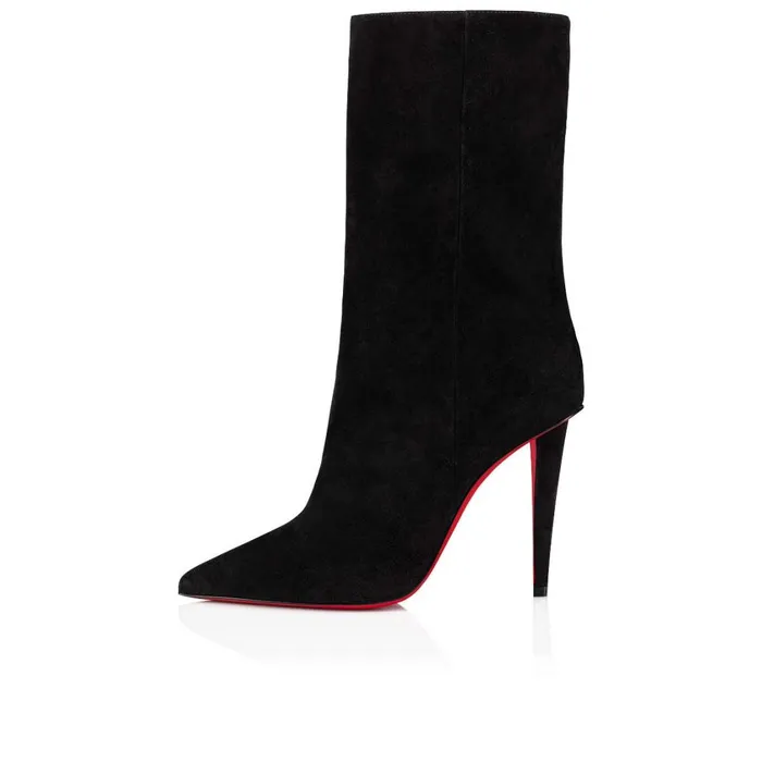 Women Astrilarge Booty 100 Mm Boots 8211 Veau Velours 8211 Black Black Christian Louboutin Ankle Boots