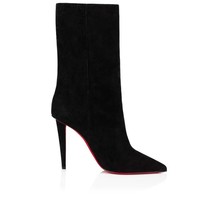 Women Astrilarge Booty 100 Mm Boots 8211 Veau Velours 8211 Black Black Christian Louboutin Ankle Boots