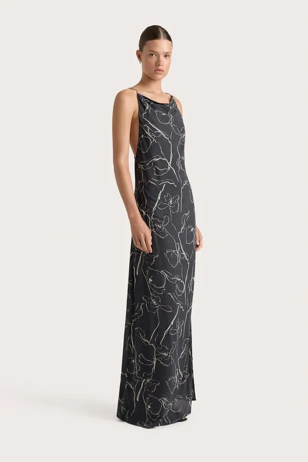 Women Aurelie Maxi Dress Calla Charred Navy Faithfull The Brand Dresses Women Aurelie Maxi Dress Calla Charred Navy Faithfull The Brand Dresses