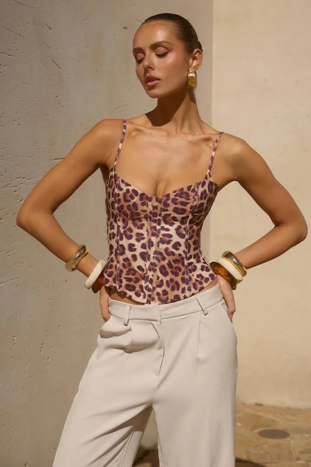 Women Basic Runaway The Label ALEO CORSET Leopard