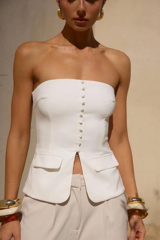 Women Basic Runaway The Label DOLTON TOP White
