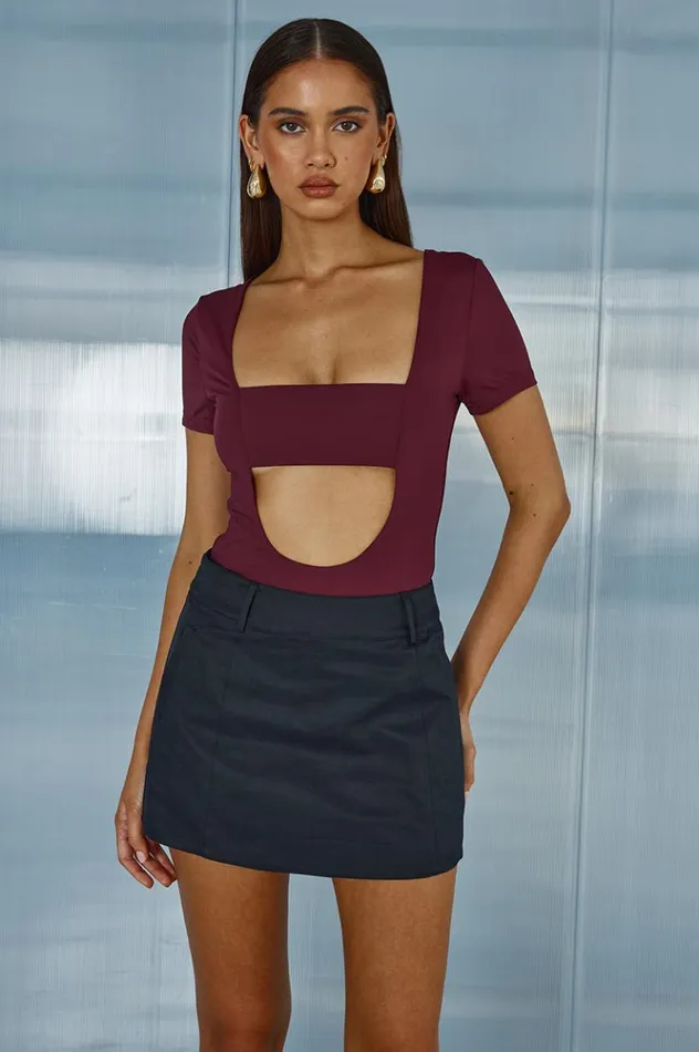 Women Basic Runaway The Label ELLIOT TOP Merlot