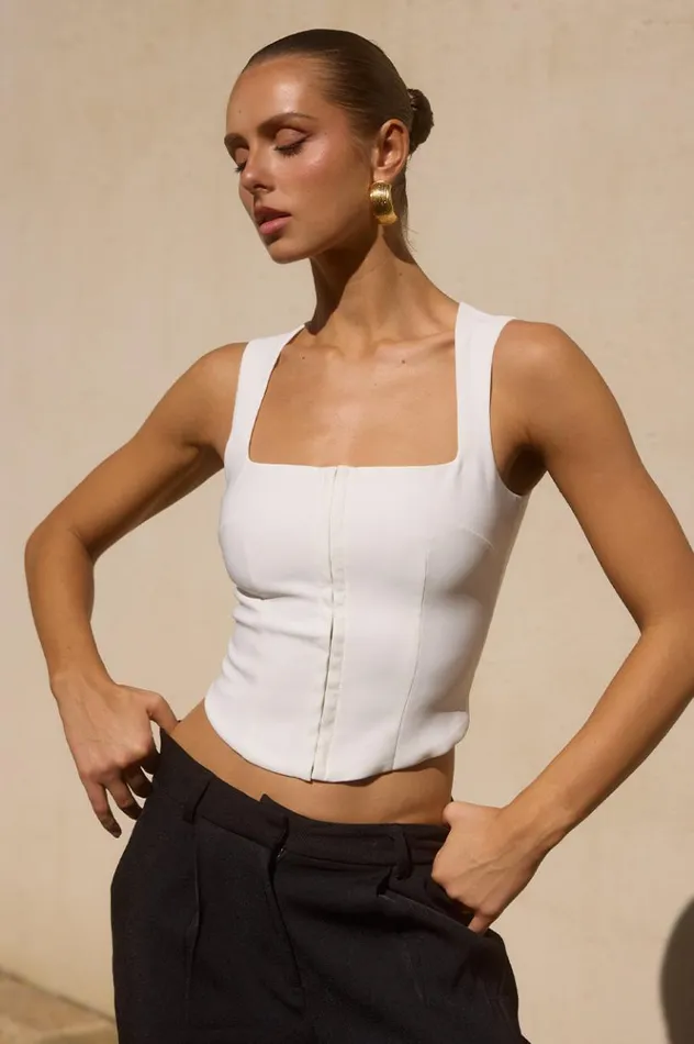 Women Basic Runaway The Label FLYN TOP White