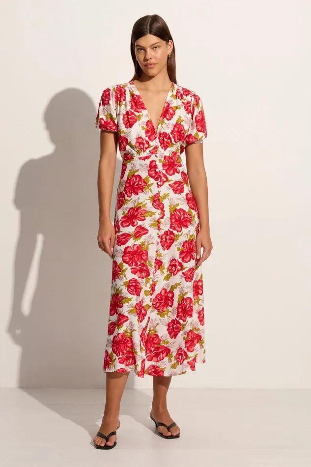 Women Bellavista Midi Dress Isadora Floral Red 8211 Final Sale Faithfull The Brand Dresses Women Bellavista Midi Dress Isadora Floral Red 8211 Final Sale Faithfull The Brand Dresses