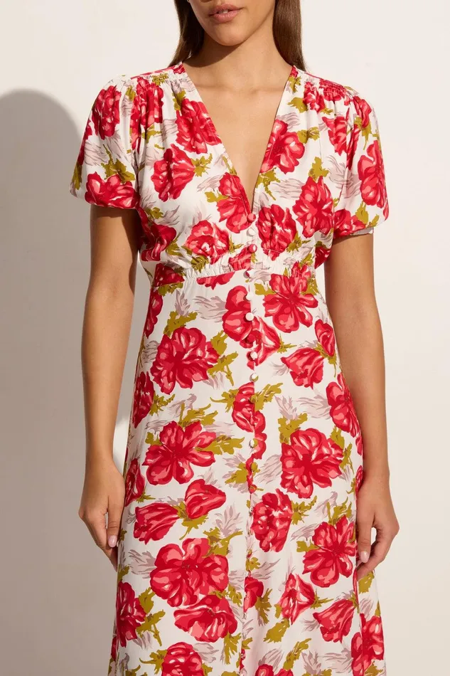 Women Bellavista Midi Dress Isadora Floral Red 8211 Final Sale Faithfull The Brand Dresses Women Bellavista Midi Dress Isadora Floral Red 8211 Final Sale Faithfull The Brand Dresses