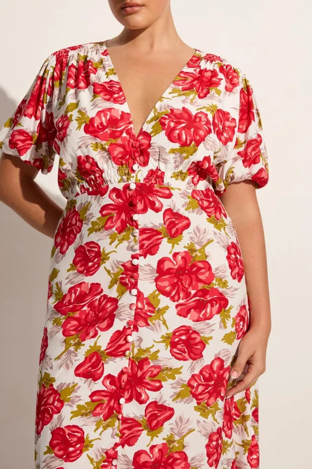Women Bellavista Midi Dress Isadora Floral Red 8211 Final Sale Faithfull The Brand Dresses Women Bellavista Midi Dress Isadora Floral Red 8211 Final Sale Faithfull The Brand Dresses