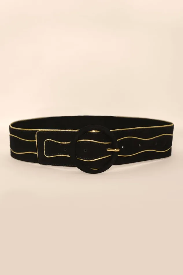 Women Belts RIXO Catalina Black And Gold